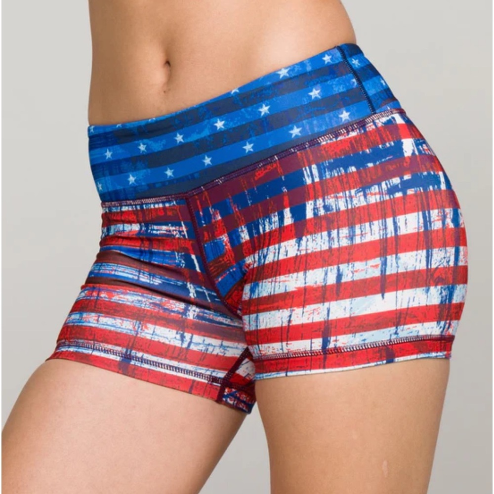 IAB 3 Inch‎ Patriotic No Ride Activewear Shorts Size 10 NWOT